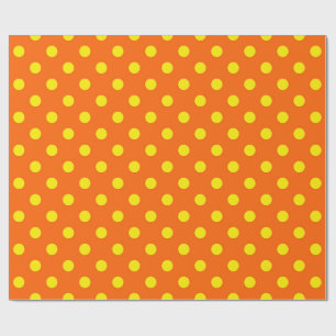 Geel op Sinaasappel Polka Dots Patroonontwerp Cadeaupapier