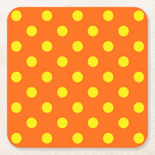 Geel op Sinaasappel Polka Dots Patroonontwerp Kartonnen Onderzetters