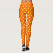 Geel op Sinaasappel Polka Dots Patroonontwerp Leggings (Achterkant)