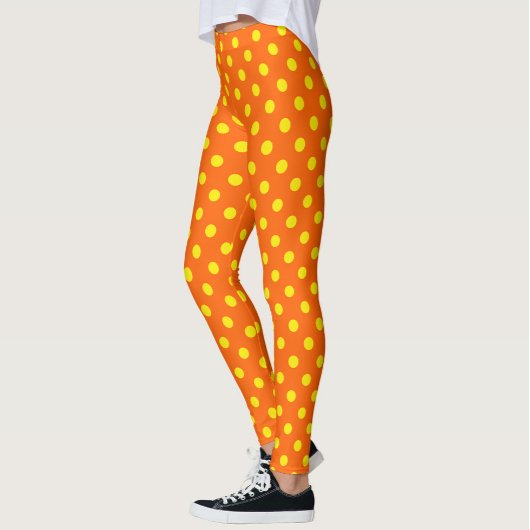 Geel op Sinaasappel Polka Dots Patroonontwerp Leggings