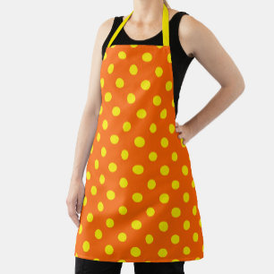 Geel op Sinaasappel Polka Dots Patroonontwerp Schort