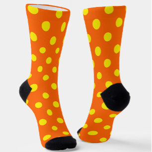 Geel op Sinaasappel Polka Dots Patroonontwerp Sokken