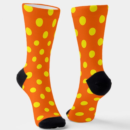 Geel op Sinaasappel Polka Dots Patroonontwerp Sokken