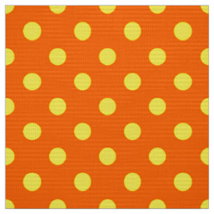 Geel op Sinaasappel Polka Dots Patroonontwerp Stof