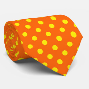 Geel op Sinaasappel Polka Dots Patroonontwerp Stropdas