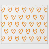 Geel op witte handgetekende harten cadeaupapier (Vlak)