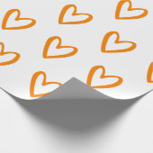 Geel op witte handgetekende harten cadeaupapier (Hoek)