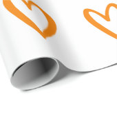 Geel op witte handgetekende harten cadeaupapier (Rol Hoek)