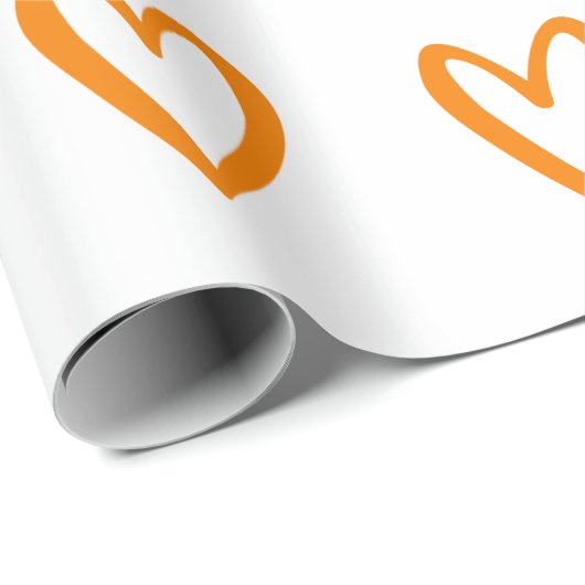 Geel op witte handgetekende harten cadeaupapier (Rol Hoek)