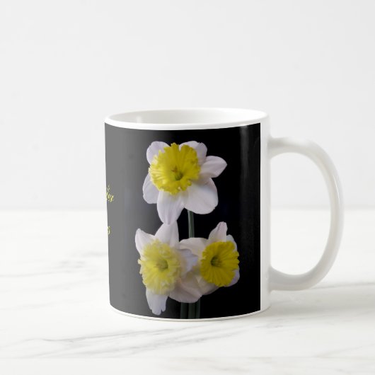 Geel op witte narcis koffiemok (Rechts)