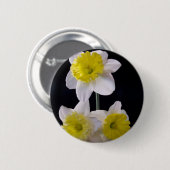 Geel op witte narcis ronde button 5,7 cm (Voorkant /achterkant)