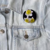 Geel op witte narcis ronde button 5,7 cm (In situ)