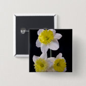 Geel op witte narcis vierkante button 5,1 cm (Voorkant /achterkant)