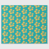 Geel op Zee Green HIbiscus Cadeaupapier (Vlak)
