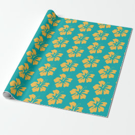 Geel op Zee Green HIbiscus Cadeaupapier