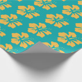 Geel op Zee Green HIbiscus Cadeaupapier (Hoek)