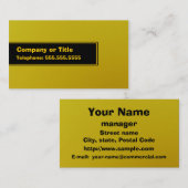 Geel op zwart op geel visitekaartje (Voorkant / Achterkant)