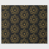 Geel op zwarte Atom Symbolen Cadeaupapier (Vlak)