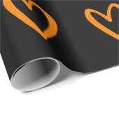 Geel op zwarte handgetekende harten cadeaupapier (Rol Hoek)