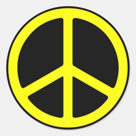 Geel op zwarte Peace Sign Sticker (Voorkant)