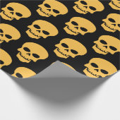 Geel op zwarte Skulls Cadeaupapier (Hoek)