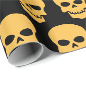 Geel op zwarte Skulls Cadeaupapier (Rol Hoek)