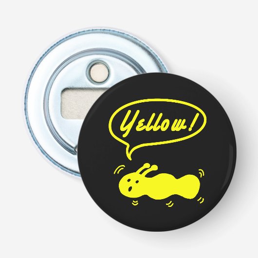 Geel! Open flesje Button Flesopener (Voorkant)