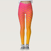 Geel Oranje aan Roze Leggings van het Patroon van  (Voorkant)
