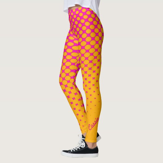 Geel Oranje aan Roze Leggings van het Patroon van  (Links)
