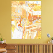 Geel Oranje Abstract expressionistisch schilderen Canvas Afdruk (Insitu (Woonkamer))