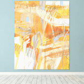 Geel Oranje Abstract expressionistisch schilderen Canvas Afdruk (Insitu (Houten vloer))