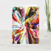 Geel Oranje Aqua White Abstract Ribbon Flower Kaart (Voorkant)