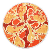 Geel Oranje Bali Batik Style Paisley Pattern Keramische Knop (Voorkant)