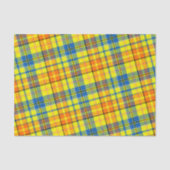 Geel Oranje Blauw Gestreepte Plaid Design Tissuepapier (Voorkant)