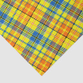Geel Oranje Blauw Gestreepte Plaid Design Tissuepapier (Detail)