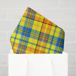 Geel Oranje Blauw Gestreepte Plaid Design Tissuepapier