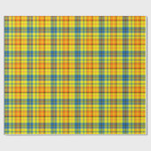 Geel Oranje Blauw Gestreepte Plaid Ontwerp  Cadeaupapier (Vlak)