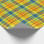 Geel Oranje Blauw Gestreepte Plaid Ontwerp  Cadeaupapier (Hoek)