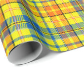Geel Oranje Blauw Gestreepte Plaid Ontwerp  Cadeaupapier (Rol Hoek)