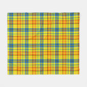 Geel Oranje Blauw Gestreepte Plaid Ontwerp Fleece Deken (Voorkant (Horizontaal))
