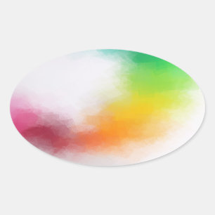 Geel Oranje Blauw Groen Roze Rood Trendy Modern Ovale Sticker