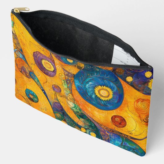 GEEL ORANJE BLAUW PAARSE ABSTRACTE VORMEN ETUI (Open)