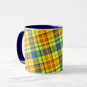 Geel Oranje Blauw Plaid Tartan Design Mok