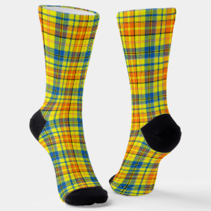 Geel Oranje Blauw Plaid Tartan Design  Sokken