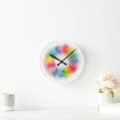 Geel Oranje Blauw Roze Rood Paars Modern Ronde Klok (Huis)