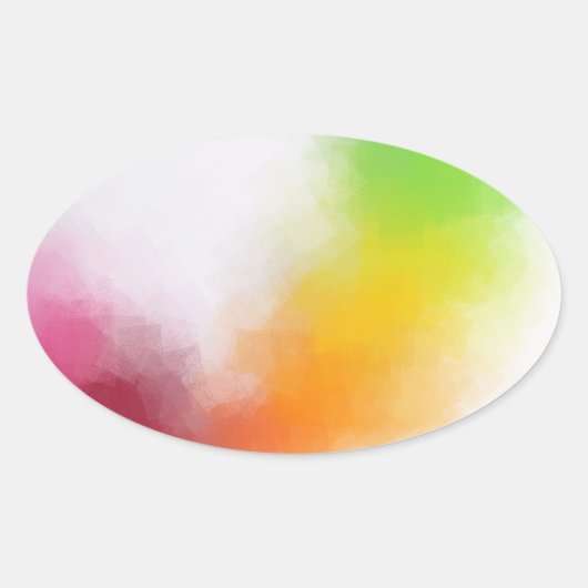 Geel Oranje Blauw Roze Rood Trendy Modern Ovale Sticker (Voorkant)