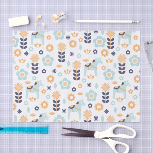 geel oranje blauw Scandinavisch folkpatroon Tissuepapier (Craft)