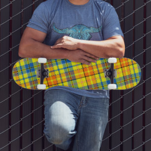 Geel Oranje Blauw Schotse Ruit Ontwerp Persoonlijk Skateboard