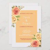 Geel & Oranje Bloemige Waterverf Bruiloft Kaart (Voorkant / Achterkant)