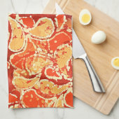 Geel Oranje Bohemen Bali Batik Style Paisley Theedoek (Quarter Fold)